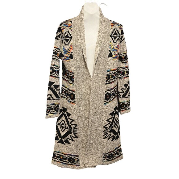 Northern Angel Cardigan Aztec Rainbow Boho Open Front long Sweater Coat Size-S - Picture 4 of 15